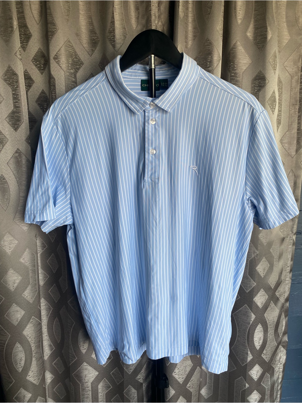 Cherv Italy Golf Polo Shirt Men’s Eu 54 Xl Striped Performance Stretch Preppy